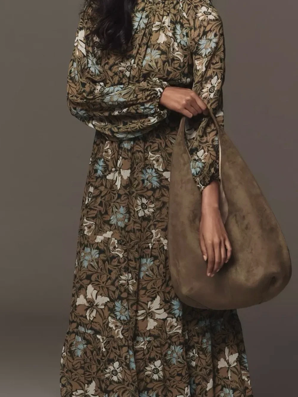 Anthropologie Somerset Long-Sleeve Mock-Neck Chiffon Maxi Dress Size XL - Picture 8 of 8